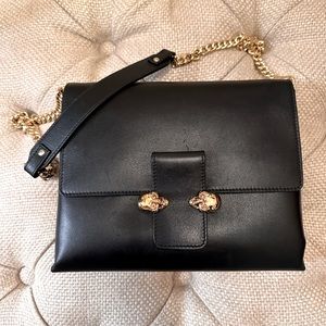 Alexander Mcqueen Twin Skull Leather Crossbody Bag